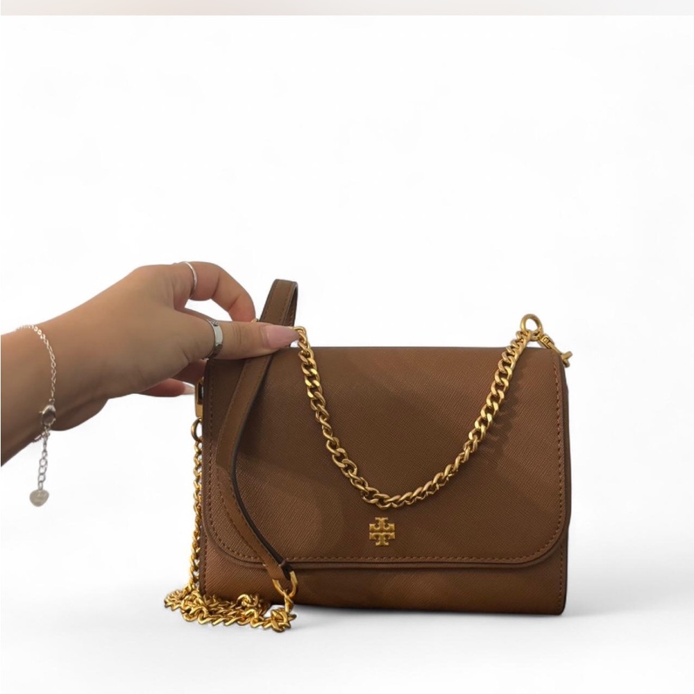 Tory Burch Brown Gold Crossbody Bag
